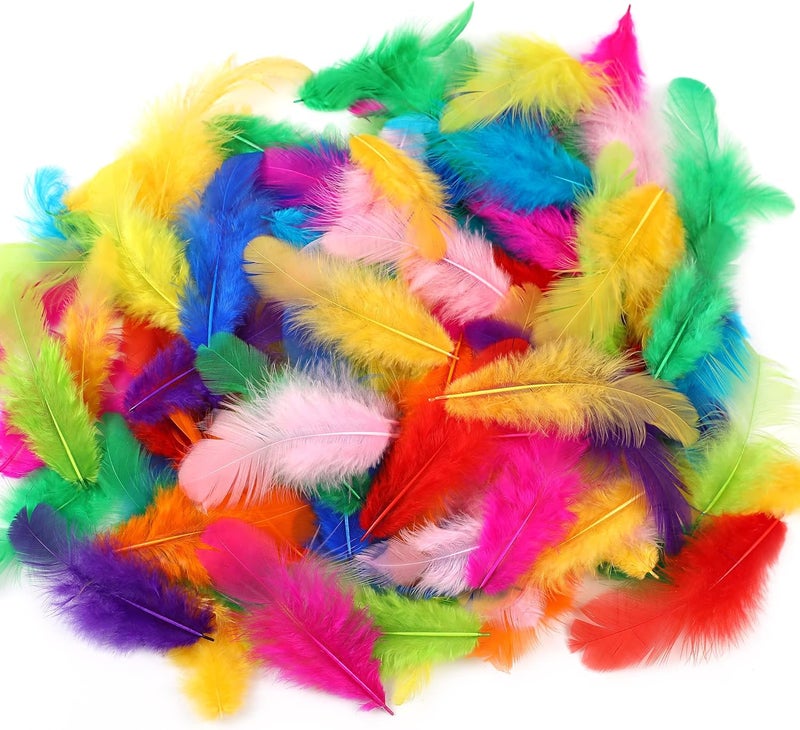 Soarer Colorful Craft Rooster Feathers - 300pcs 3-5inch Colored Feathers Bulk for Kindergarten DIY Crafts,Wedding Home Party Decorations,Dream Catcher Supplies(Rooster Colorful) - Image 2